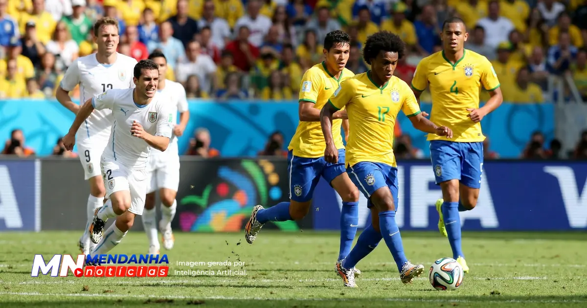 Jogadores da Seleção Brasileira em campo sob o calor intenso de 32ºC