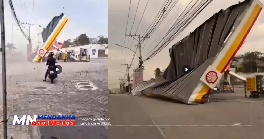 Ventania Derruba Teto de Posto de Gasolina em Campo Grande no Rio de Janeiro 1 Ventania Derruba Teto de Posto de Gasolina em Campo Grande no Rio de Janeiro