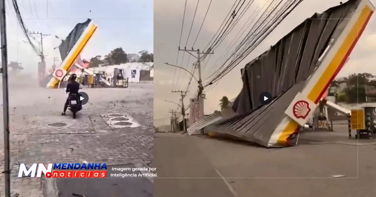 Ventania Derruba Teto de Posto de Gasolina em Campo Grande no Rio de Janeiro