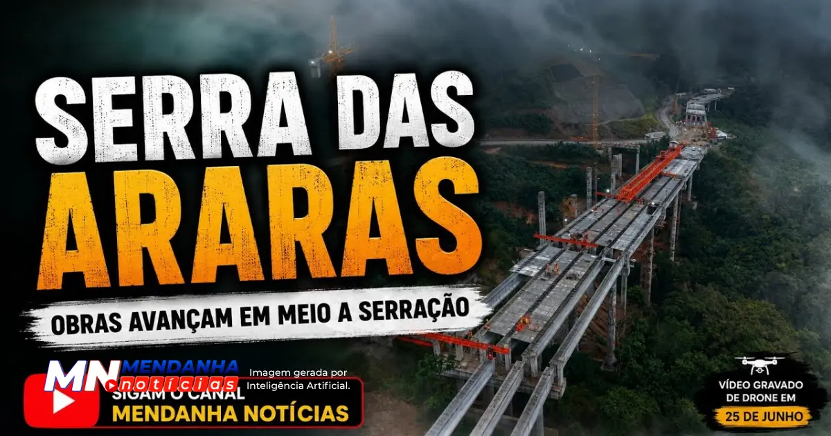 Avanço das obras na Serra das Araras em 25 de junho de 2026