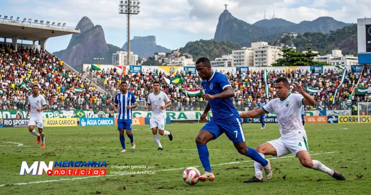 Jogadores do Botafogo em ação durante partida de futebol no Rio de Janeiro
